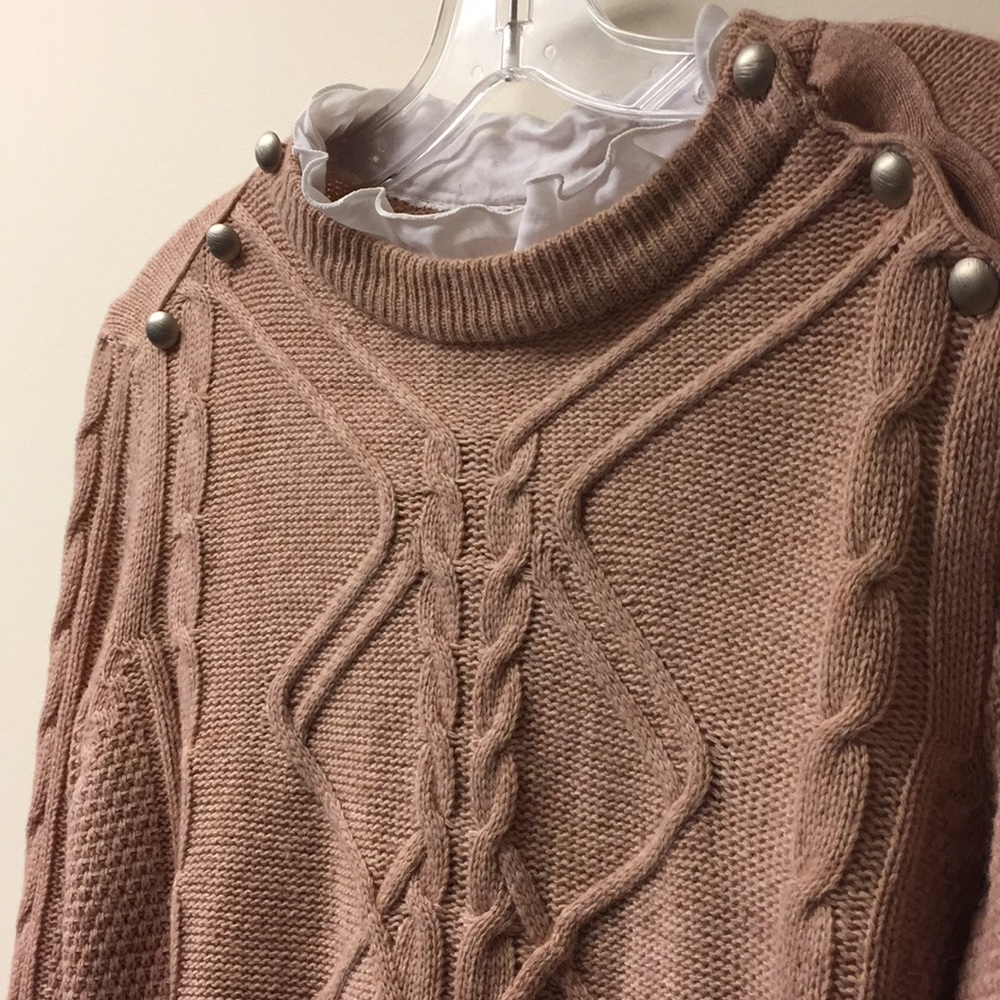 Ruffle neck layered pink sweater shirt